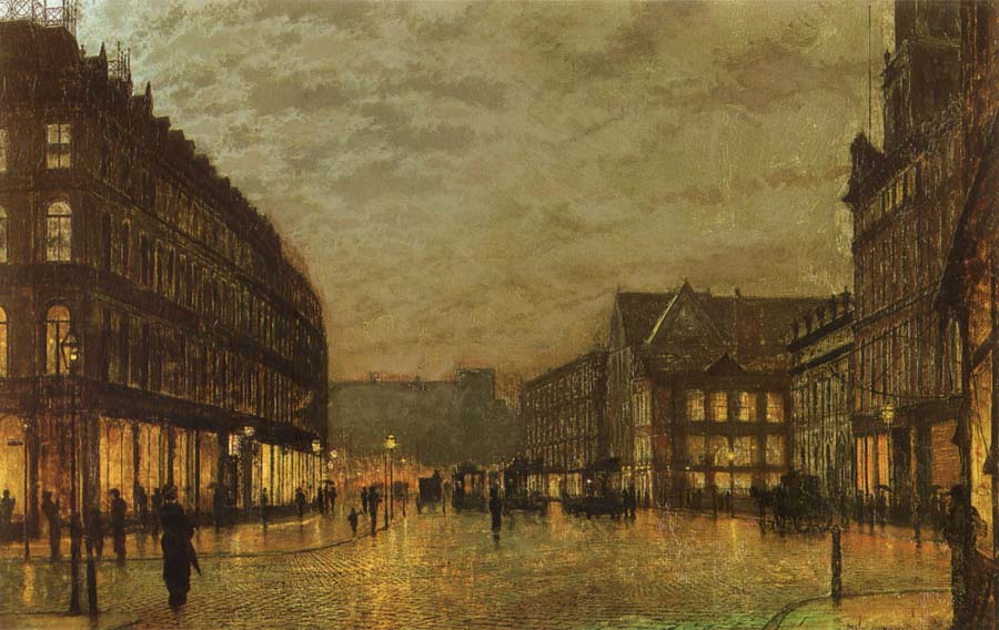 Atkinson Grimshaw Boar Lane,Leeds by Lamplight